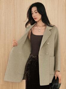 Dazy-Less 女士优雅时尚羊毛混纺夹克，休闲商务风，加厚短裤，秋冬女式外套