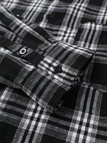 Manfinity EMRG 男式年轻街头风格短款提花图案长袖衬衫 - 黑與白 - 查看 6