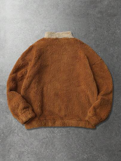 Street Life Veste polaire zippée à col montant de couleur contrastée, décontractée et quotidienne pour hommes, automne/hiver