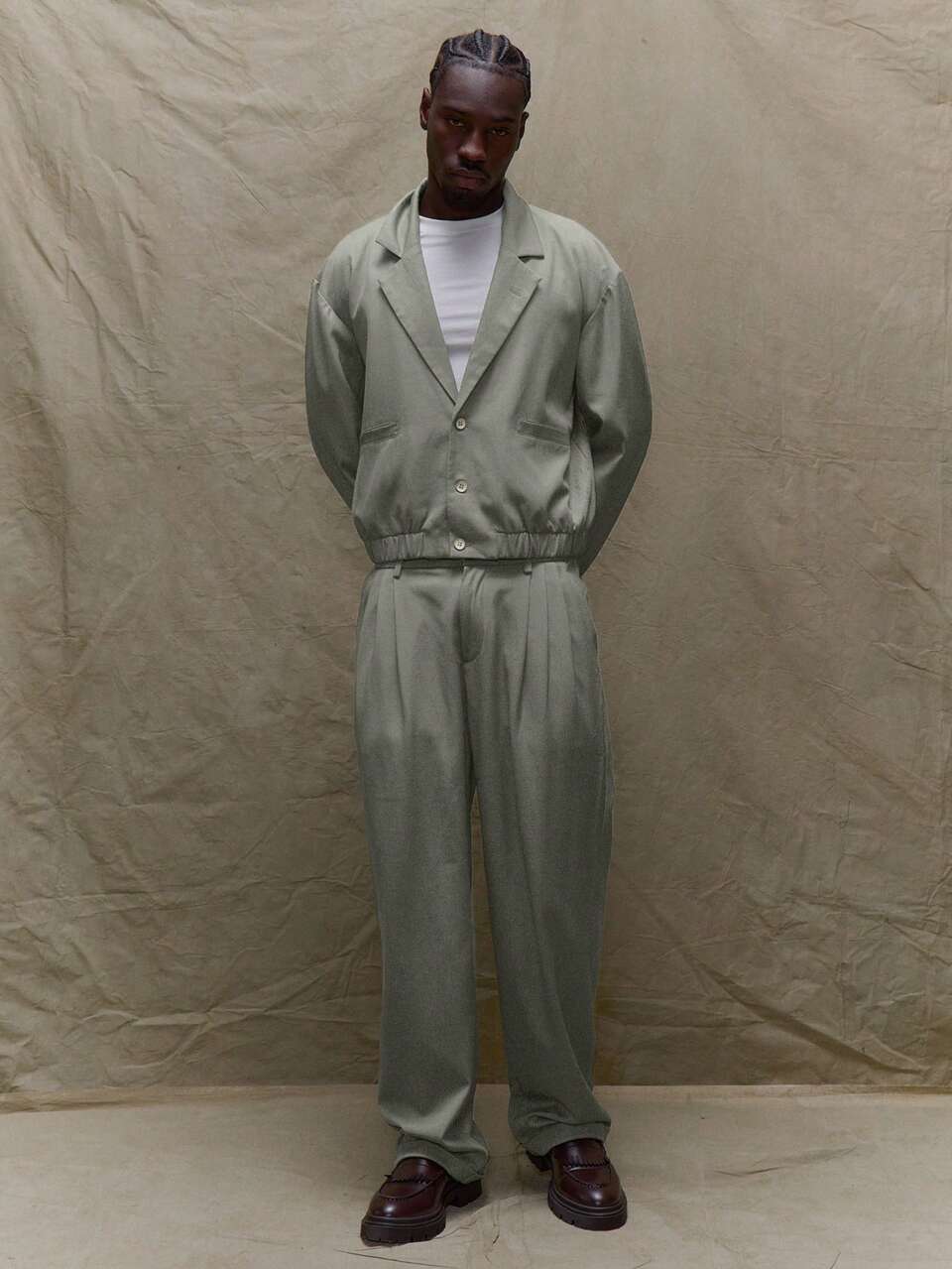 Boxy Fit Tailored Elasticated Waistband Revere Collar Smart Style Suit Jacket Fall SUMMER SPRING Tailoring