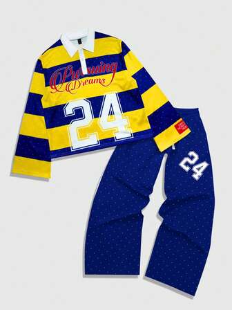 Street Life 2pcs Men's Preppy Sweatsuit Set, Matching Couple Outfit For Spring, Autumn & Winter