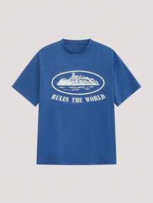 Open Phase 男士新款时尚嘻哈印花T恤 春夏款 - 藍色 - 查看 2