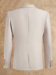 HIMLAND 3 件套男士修身休闲西装背心套装，适合春秋季节、办公室穿着 - 米色 - 查看 4