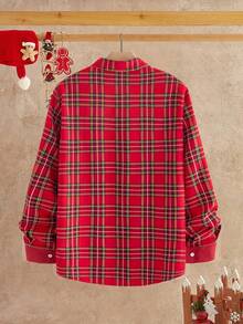 Manfinity NXTstreet 男士休闲格子印花纽扣长袖衬衫，圣诞节、新年魅力之选 - 彩色 - 查看 2