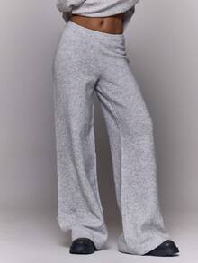 MUSERA 阔腿纽扣细节针织套装裤，秋冬季日常外出、夜间休闲、酷炫街头风、水洗做旧，适合晚宴、派对等场合，尽显优雅春季风范。