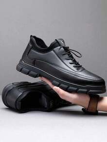 Zapatillas Deportivas para Hombre con Estilo de Zapato Formal. La Piel Duradera y Suave proporciona una Sensación de Luxo, mientras que la Permeabilidad y la Característica Antideslizante garantizan la Comodidad y la Segurida d. Ideal para Combina con Diferentes Outfits. - Negro - Ver 9