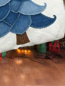 EMERY ROSE Christmas Tree Print Casual Long Sleeve Round Neck T-Shirt, A Gift For Friends - White - View 3