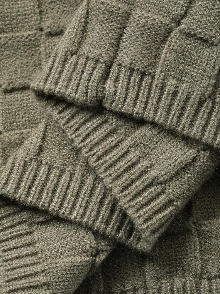 Women's Loose Business Casual Textured Cable Knit Cardigan And Straight Leg Casual Pants Suit, Autumn/Winter