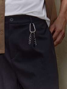 Musero Quần tây nam dáng rộng, thanh lịch, có móc cài dây xích, thích hợp cho mùa Thu/Xuân. - màu đen - Xem 5