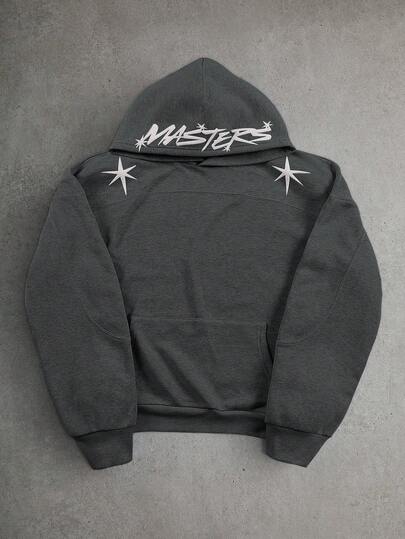 PAVTROS 男士简约印花长袖休闲连帽衫