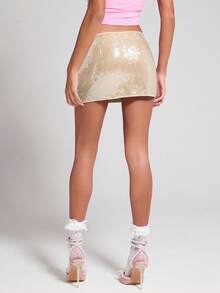 COSMINA 1 pieza Falda sólida lisa para mujer, de estilo minimalista casual, para uso diario - Albaricoque - Ver 2