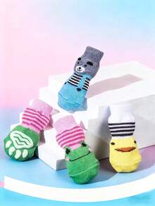 PETSIN 1 双带防滑垫的宠物袜子；宠物脚套；防滑、防刮、防脏宠物袜子宠物用品。