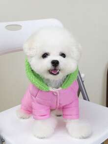 PETSIN Cuddly Thick Pet Jumpsuit – Cute Four-Legged Fleece Pajamas For Small Dogs & Cats, Cozy Autumn/Winter Outfit For Play And Relaxation - Pink - View 6