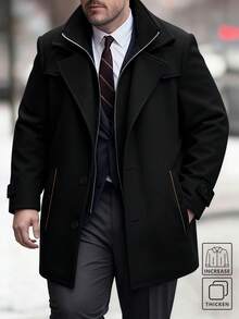 Manfinity Homme 大码男士纯色长袖休闲大衣，秋冬