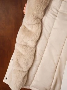 MOTF PREMIUM CONTRAST FAUX FUR ZIPPER WINTER COAT