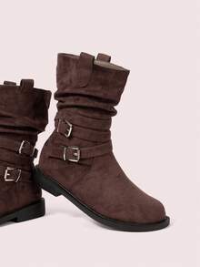 CUCCOO DOLLMOD Women's Retro Suede Buckle Ankle Boots, High-Quality Ankle Boots - Brown - View 2