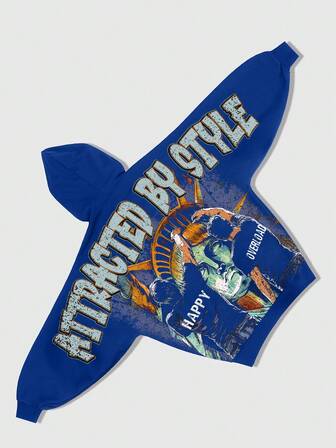 Street Life Herren Streetstyle Lässig bedruckter Kapuzenpullover mit Kordelzug