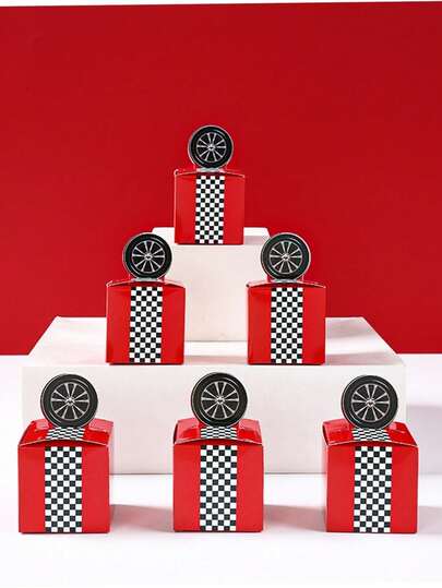 24 件赛车风格迷你礼盒，立体糖果盒生日派对装饰，赛车主题性别揭示生日运动家庭节日派对礼品包装用品