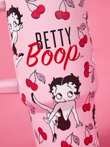 Betty Boop x SHEIN 40 盎司/1200 毫升真空隔热不锈钢，防漏盖，适合热饮/冷饮，适合大多数杯架 - 粉色 - 查看 7