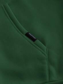 Manfinity Unisex Áo hoodie dài tay thêu họa tiết Anh dáng rộng thoải mái cho nam - xanh quân đội - Xem 8