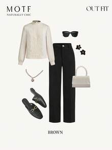 MOTF PREMIUM 休闲舒适的金属细节平底鞋，适合圣诞节、秋季新年假期、情人节 - 黑色 - 查看 11