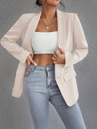 RosyDaze Women's Solid Color Shawl Collar Long Sleeve Casual Blazer Jacket, Autumn