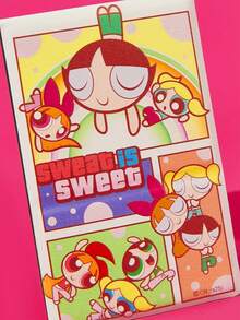 THE POWERPUFF GIRLS X SHEIN FanGlow Oglindă compactă la modă și drăguță cu model de flori, bule și picior de fluture