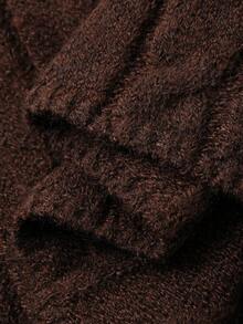 DAZY Women's Turndown Collar Open Front Loose Knit Sweater And Straight Leg Pants 2 Pieces Set, Casual & Elegant - Coffee Brown - View 7