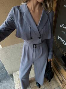 Elyressa Women's Woven Commuter Autumn Jumpsuit - Grey - View 6