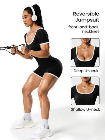 Seamluxe SHEIN Sport Mono deportivo bicolor sin costuras Mono de entrenamiento Ropa de gimnasio para mujer Ropa deportiva para mujer Traje de entrenamiento para mujer Ropa de entrenamiento para mujer Ropa de gimnasio para mujer Ropa deportiva para mujer Mono de Body completo para entrenamiento Ropa de entrenamiento para mujer Mono de entrenamiento para mujer