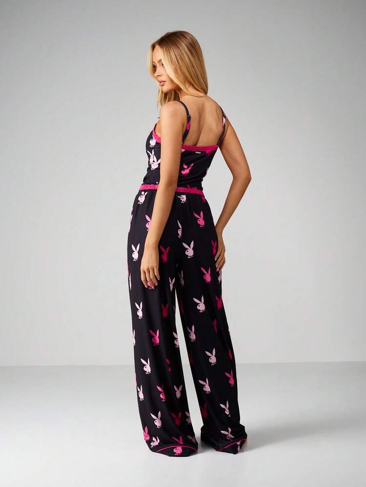 Missguided x Playboy Christmas Bunny Lace Trim Pajama Set