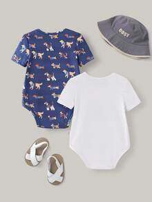 Joliand Joliand 2 pièces Ensembles de body bébé nouveau-né avec imprimé découpé - 1 body blanc à manches courtes avec un design élégant et mignon de chiot en ville, et 1 body bleu marine avec un design de chiot. Achetez-en 1, obtenez-en 1 gratuitement. Confortable et décontracté pour le port quotidien et la maison. Tenues d'été pour bébé garçon, vêtements de bébé garçon, ensembles assortis de bébé garçon, tenues de bébé garçon, ensembles de bébé garçon, vêtements de bébé avec imprimé de chien, ColorfulJoy - Multicolore - Voir 2