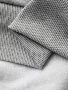 DAZY 女士保暖内衬字母印花宽松休闲连帽长袖街头风卫衣，秋冬款 - 灰色 - 查看 8