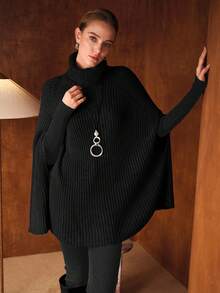 MOTF PREMIUM Áo len cổ lọ PONCHO LEN - màu đen - Xem 7