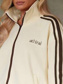 Athîral 女式撞色立领拉链长袖落肩休闲百搭夹克 - 彩色 - 查看 6