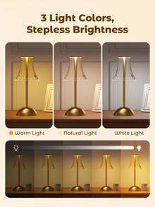 Teckwe Luxury Dimmable Crystal Table Lamp, 3-Color LED Rhinestone Crystal Decor Light,USB Rechargeable Touch Lamp For Bedroom,Living Room, Nightstand,Office,Dining Bar And Outdoor - Yellow - View 3