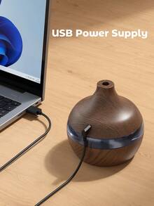 USB 触摸激活白色木纹加湿器 - 适用于房间和办公室，木色，USB 充电，香薰机，冷雾加湿器，超静音，7 种 LED 灯，家庭卧室防干燥加湿器礼物，为您的家增添舒适和时尚 - 彩色 - 查看 7