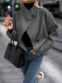 EMERY ROSE 女士立领纯色落肩长袖宽松休闲外套
