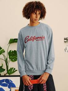 Open Phase 男士秋冬休闲街头风格加州图案印花运动衫和喇叭裤两件套服装 - 彩色 - 查看 1