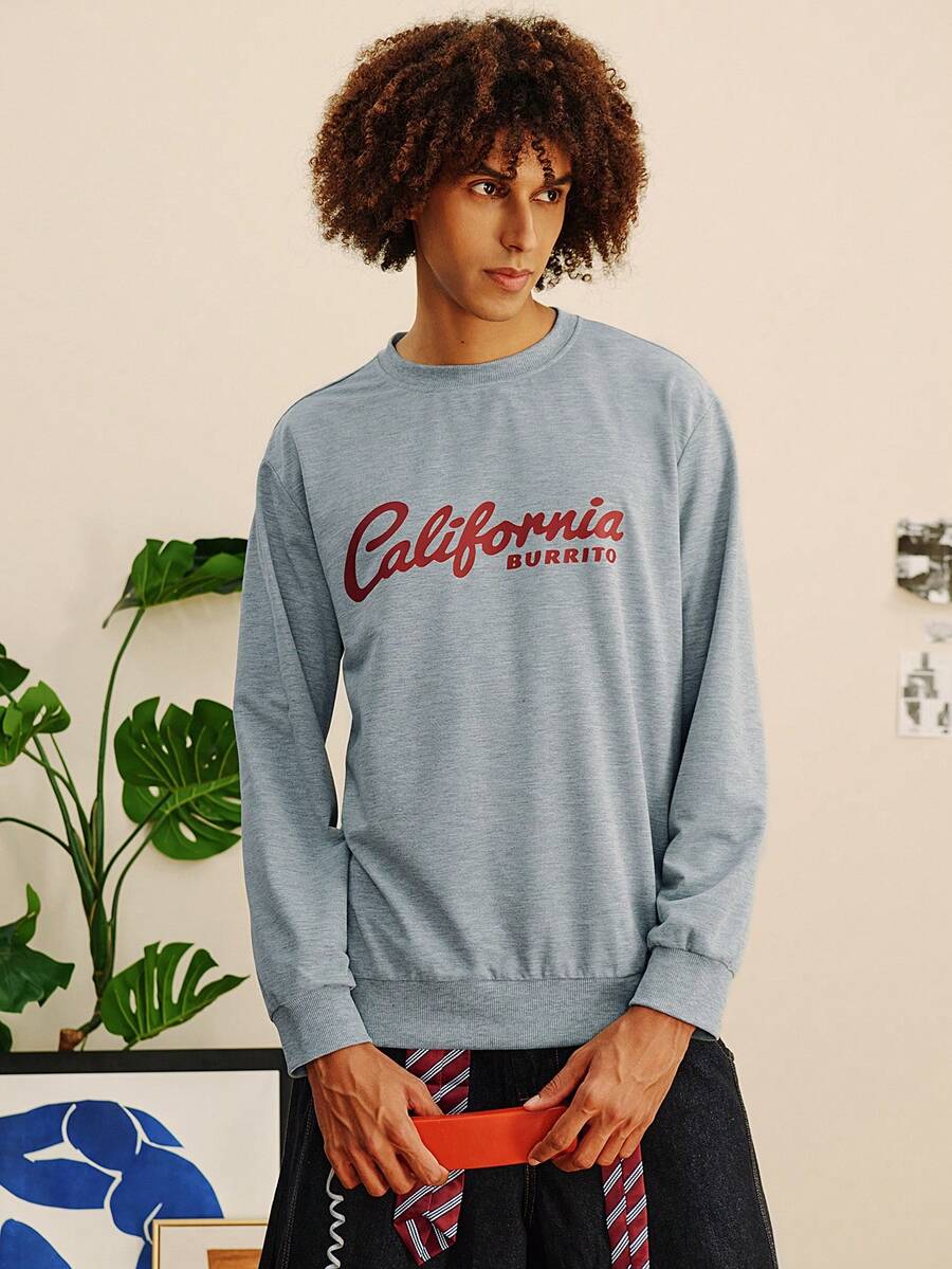 Open Phase 男士秋冬休闲街头风格加州图案印花运动衫和喇叭裤两件套服装 - 彩色 - 查看 1