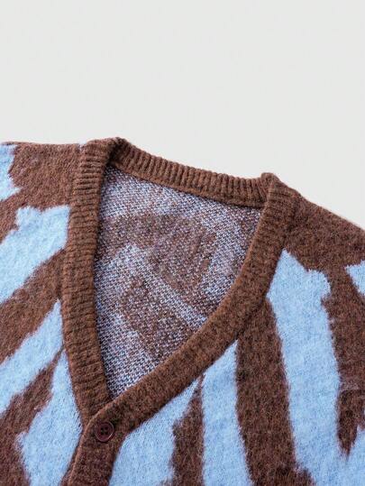 ROMWE MEN Street Life Cardigan a maniche lunghe da uomo con stampa a contrasto di colori, invernale