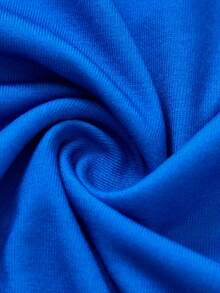 Blippi X SHEIN 小男孩卡通人物与字母图案圆领长袖休闲针织 T 恤，蓝色 - 藍色 - 查看 3