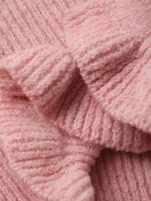 DAZY Áo len nữ thời trang thu đông màu hồng viền bèo nhún, nút cài hình trái tim, dáng ôm, nơ kẻ caro thanh lịch & áo khoác cardigan dệt kim hoa 3D - Hồng - Xem 14