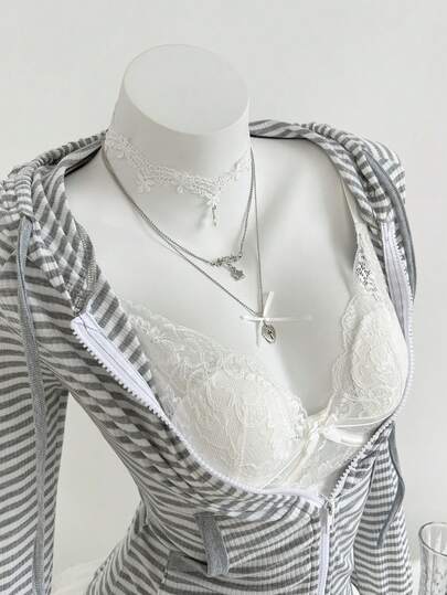 Elamini Randig långärmad tröja för kvinnor, Halloweenkostym