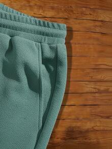 Manfinity NXTstreet Men Color Block Coconut Tree Graphic Print Short Sleeve Tee & Drawstring Waist Shorts, For Boyfriend Gift Summer Outfit, Cozy Outfits, Couple Things