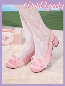 Dola Lovely Giày cao gót thanh lịch Bow Decor Mary Jane - Hồng - Xem 2
