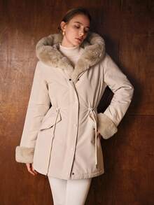 MOTF PREMIUM CONTRAST FAUX FUR ZIPPER WINTER COAT