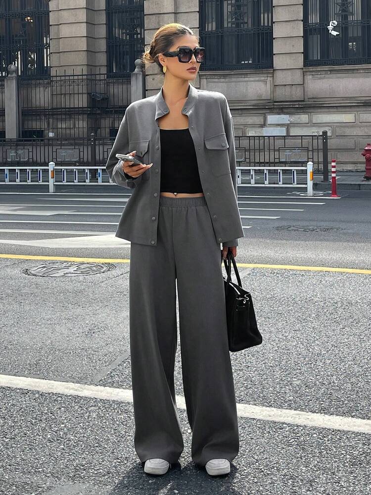 Women's Casual Commuter 2 Pieces Set: Jacket And Pants, Autumn
