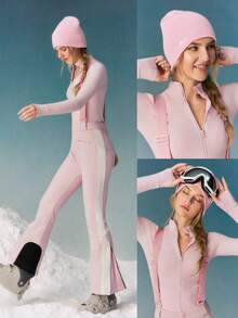 GLOWMODE Skiing Collection Frosty Flex Warm Cozy Faux Wool Embroidered Logo Ski Beanie Outdoor Vacation Autumn Winter Snow Daily Active Wear - Pink - View 7