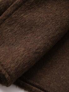 Dazy-Less 女士优雅时尚厚款短款棕色羊毛混纺休闲商务外套，秋冬 - 棕色 - 查看 8